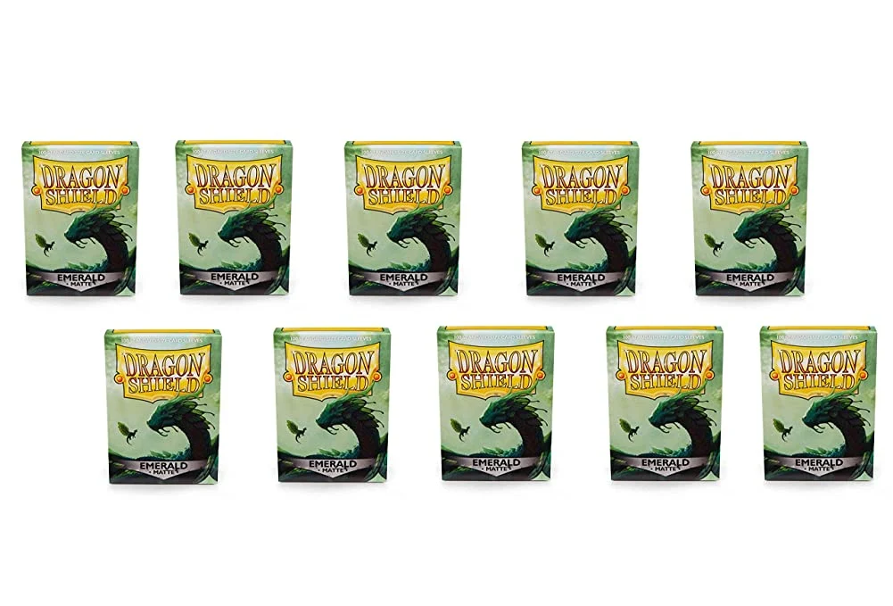 10 Packs Dragon Shield Matte Emerald Standard Size 100 ct Card Sleeves Display Case