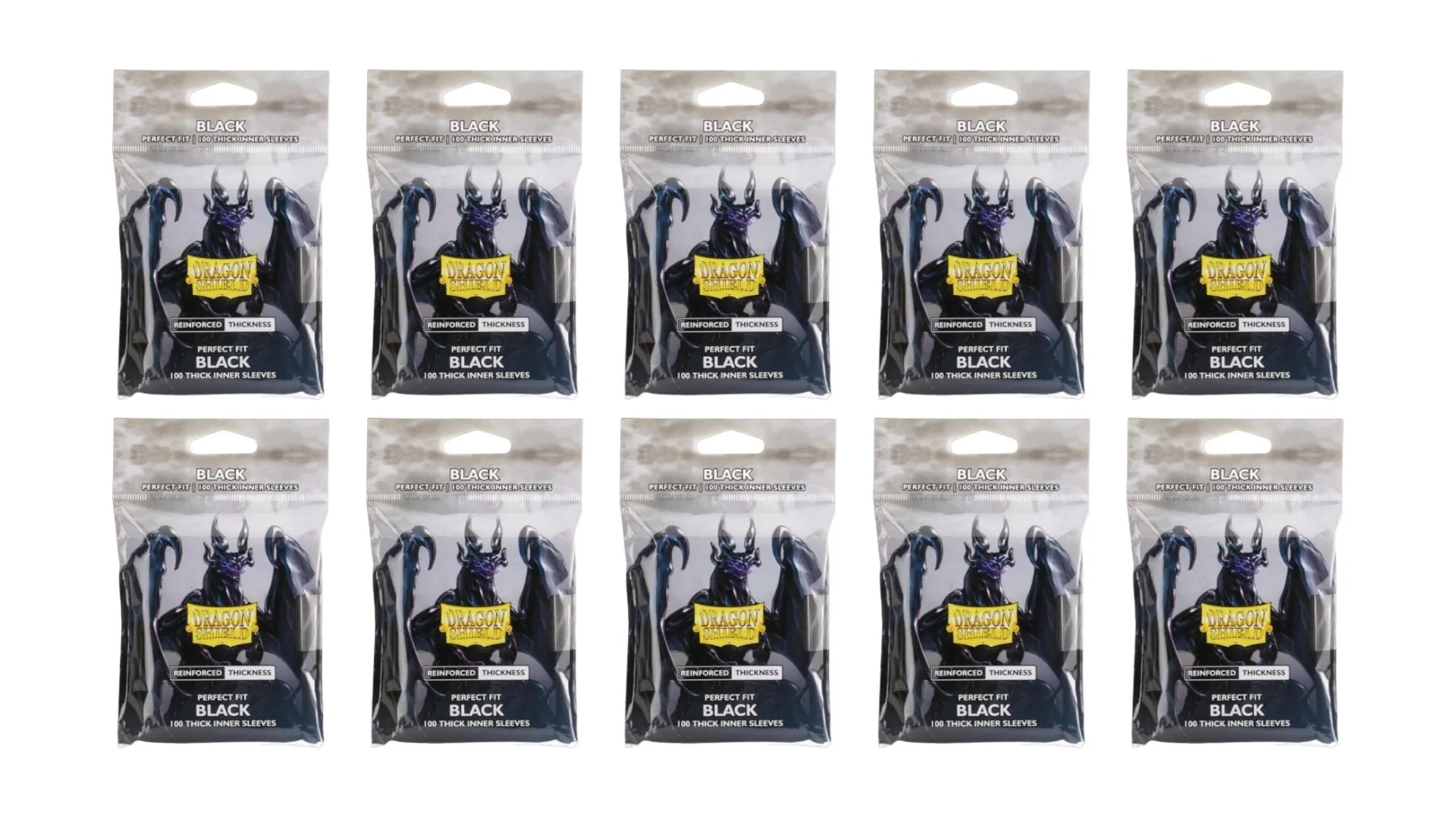 10 Packs Dragon Shield Thick Inner Sleeve Standard Size 100 ct Card Sleeves - Black