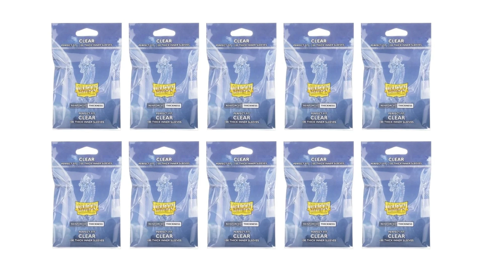 10 Packs Dragon Shield Thick Inner Sleeve Standard Size 100 ct Card Sleeves - Clear