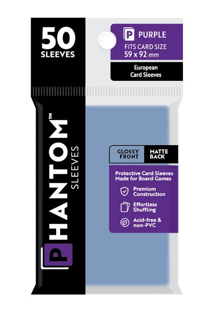 10 Packs Phantom Sleeves: "Purple Size" (59mm x 92mm) - Gloss Matte (50) (Compatible with: Standard European) Display Case