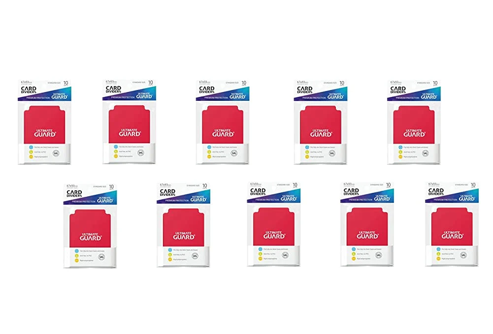 10 Packs Ultimate Guard Red Card Dividers (10) Standard Size Display Case