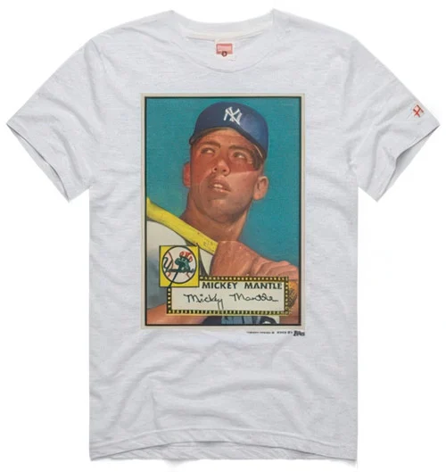1952 Topps Baseball Mickey Mantle Rookie Card Vintage Homage T-Shirt Size Medium (M) New York Yankees Stock #250181