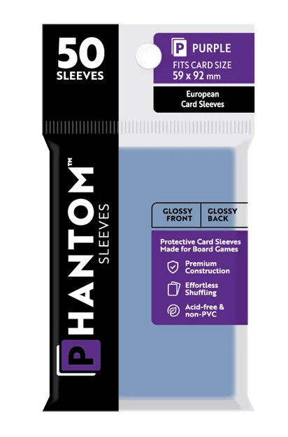 2 Packs Phantom Sleeves: "Purple Size" (59mm x 92mm) - Gloss Gloss (50) (Compatible with: Standard European) Individual Pack