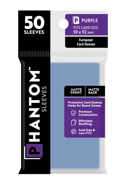 2 Packs Phantom Sleeves: "Purple Size" (59mm x 92mm) - Matte Matte (50) (Compatible with: Standard European) Individual Pack