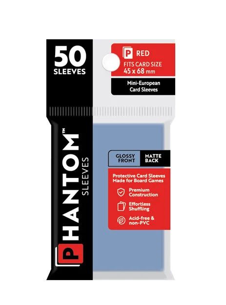 2 Packs Phantom Sleeves: "Red Size" (45mm x 68mm) - Gloss Matte (50) (Compatible with: Mini European) Individual Pack