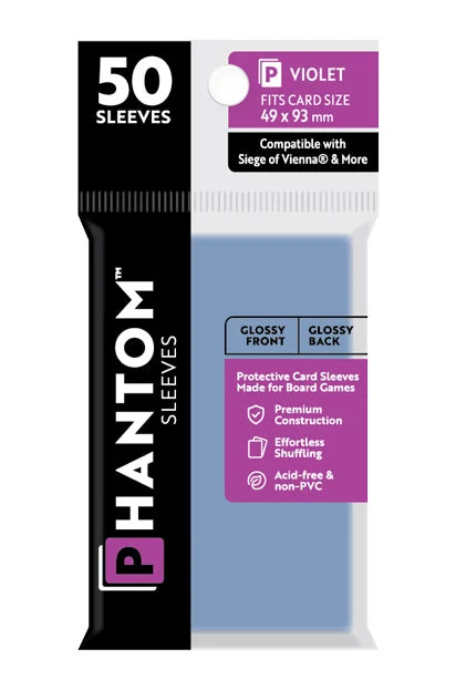 2 Packs Phantom Sleeves: "Violet Size" (49mm x 93mm) - Gloss Gloss (50) (Compatible with: Siege of Vienna and More) Individual Pack