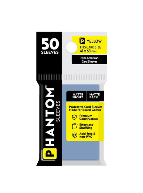 2 Packs Phantom Sleeves: "Yellow Size" (41mm x 63mm) - Matte Matte (50) (Compatible with: Mini American) Individual Pack