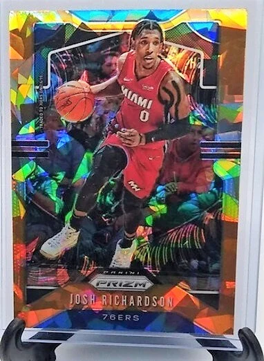 2019-20 Panini Prizm Basketball Josh Richardson Orange Cracked Ice Refractor Basketball Card