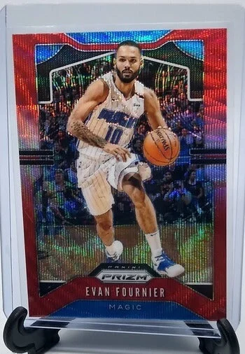 2019-20 Panini Prizm Evan Fournier Red Wave Refractor Orlando Magic Basketball Card