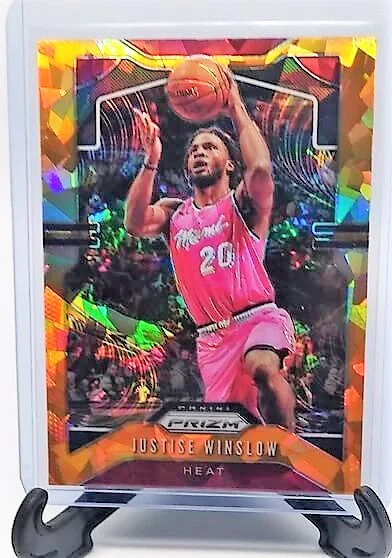 2019-20 Panini Prizm Justise Winslow Orange Cracked Ice Refractor Basketball Card