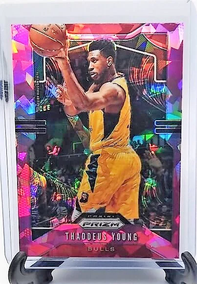 2019-20 Panini Prizm Thaddeus Young Pink Cracked Ice Refractor Chicago Bulls Basketball Card