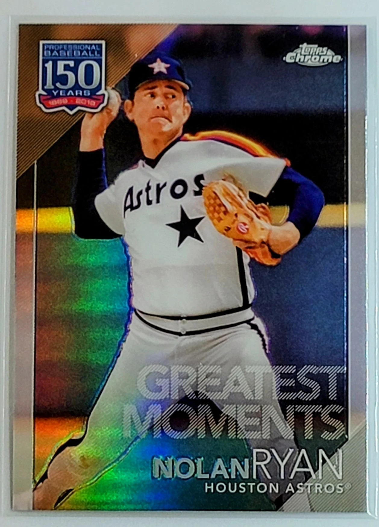 2019 Topps Chrome Update Edition Nolan Ryan 150 Years of Professional Baseball Refractor Houston Astros Baseball Card TH1C4