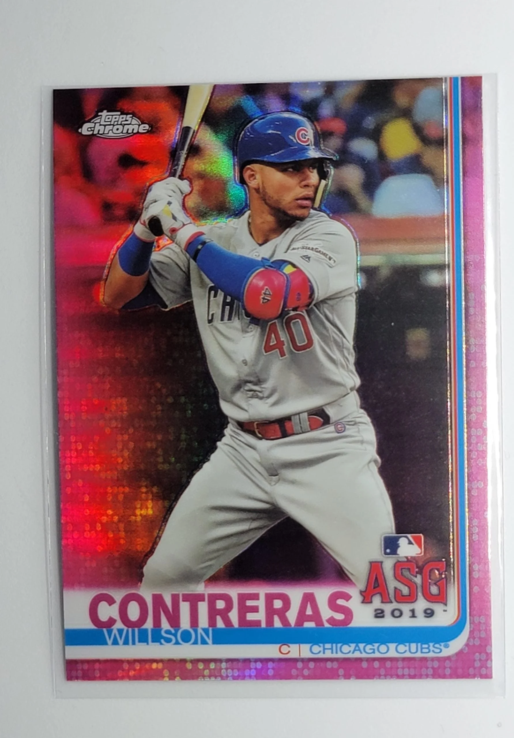 2019 Topps Chrome Update Edition Willson Contreras Pink Refractor ASG Chicago Cubs Baseball Card TH1CB
