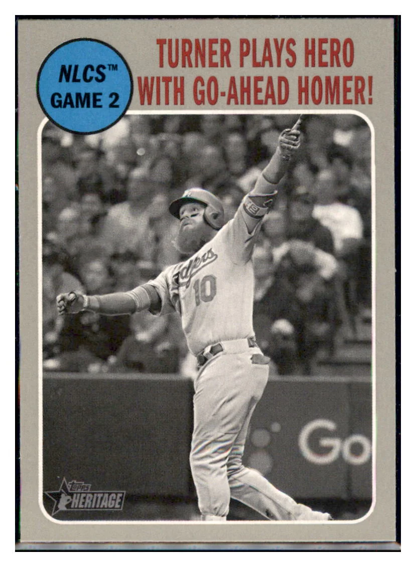 2019 Topps Heritage Dodgers Highlight - "Turner Plays Hero" #195 Card TMH1C_1d