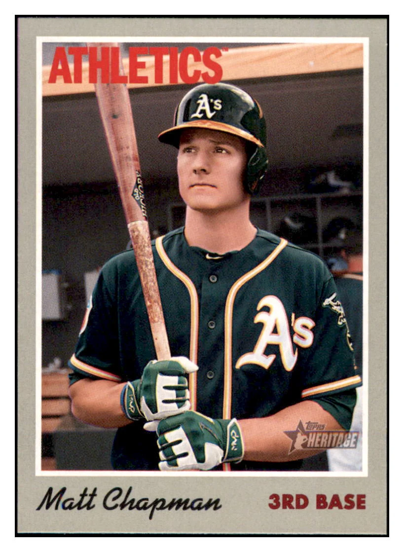2019 Topps Heritage Matt Chapman Oakland Athletics #120 MLB Baseball Trading Card TMH1B