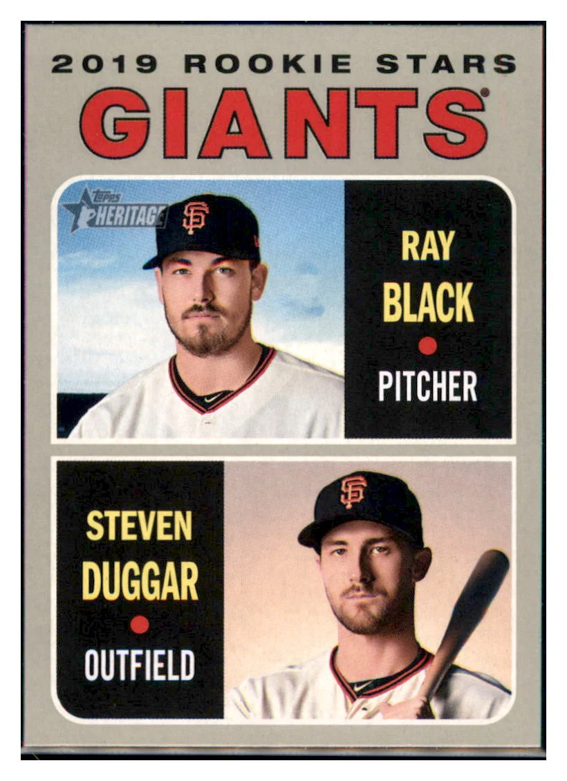 2019 Topps Heritage Rookie Stars Steven Duggar / Ray Black San Francisco Giants #267 Baseball card TMH1C_1a