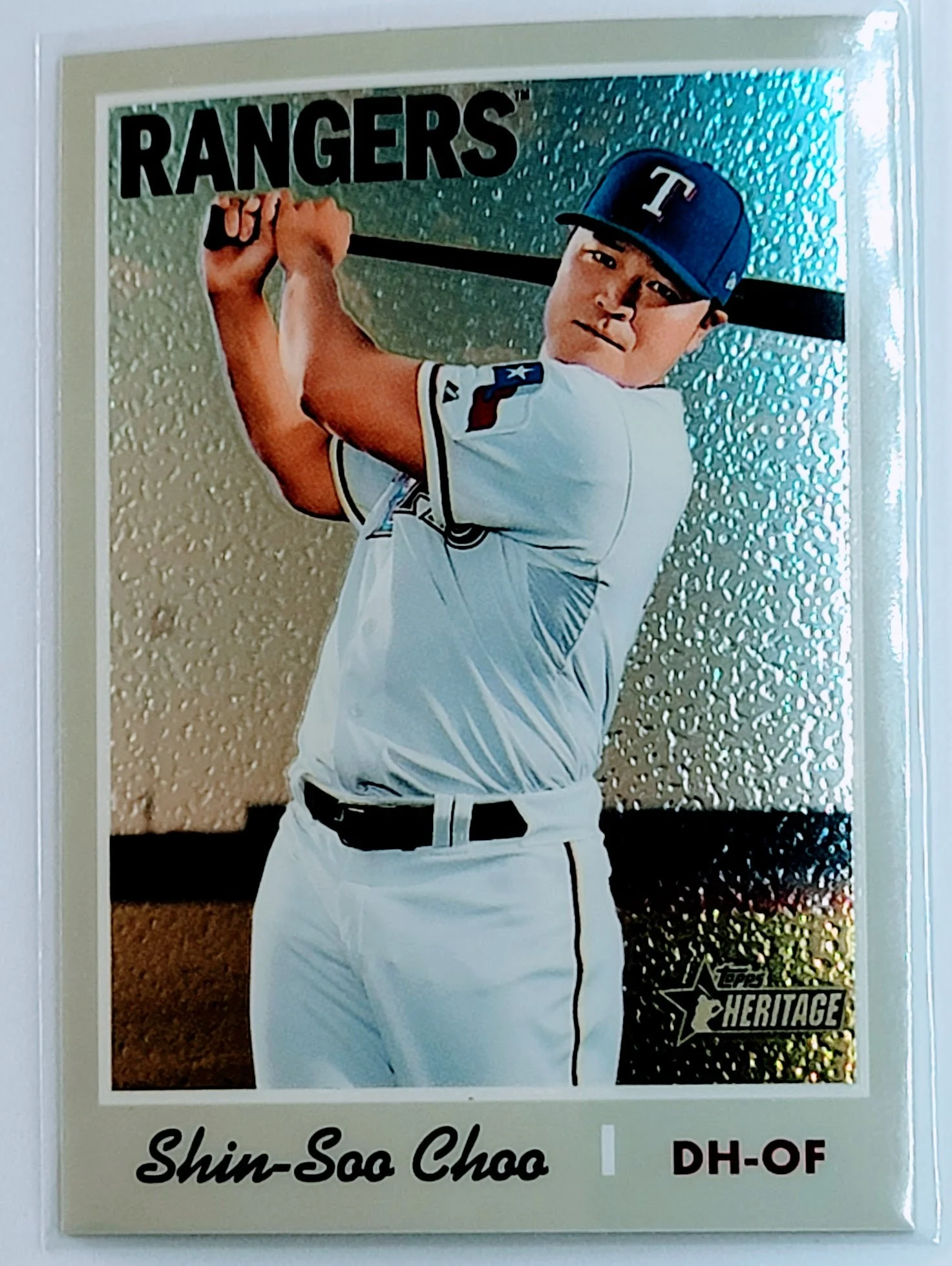 2019 Topps Heritage Shin-Soo Choo Chrome #'d/999 Texas Rangers Baseball Card TH1C4