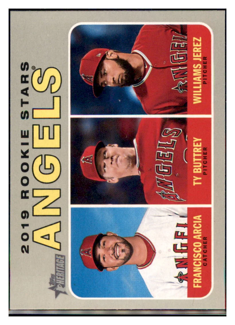 2019 Topps Heritage Triple Rookie Stars - Buttrey, Arcia, Jerez, Angels #244 Card TMH1C_1a