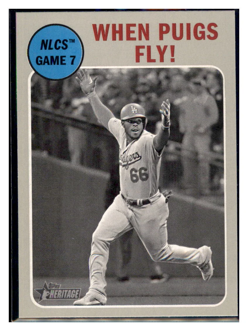 2019 Topps Heritage When Puigs Fly! Los Angeles Dodgers #198 Baseball Card TMH1B