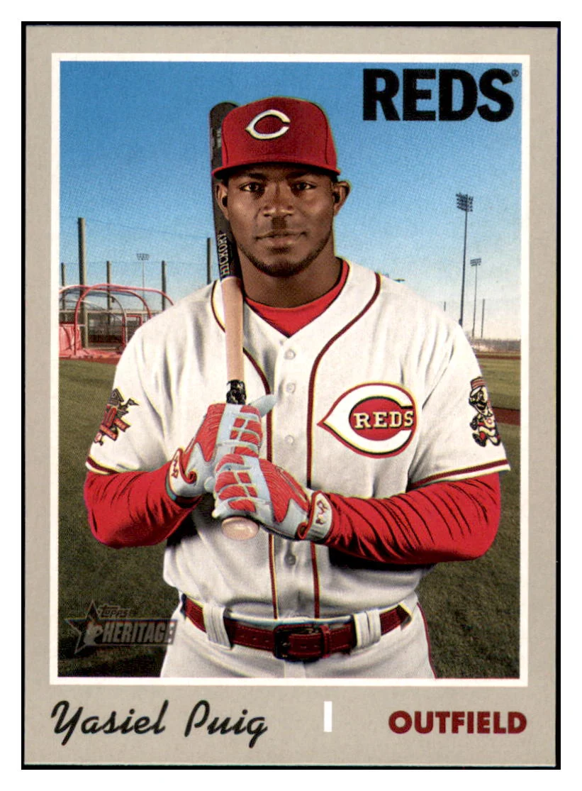 2019 Topps Heritage Yasiel Puig Cincinnati Reds #541 Baseball Card M32P1