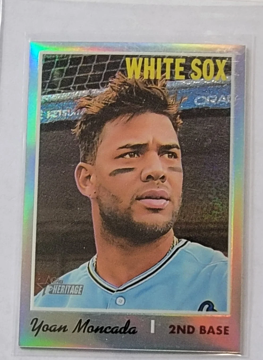 2019 Topps Heritage Yoan Moncada Refractor Baseball Trading Card TPTV