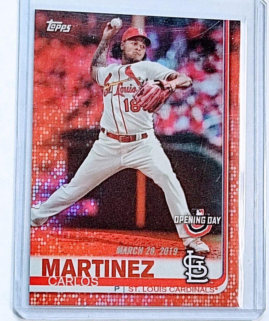 2019 Topps Opening Day Carlos Martinez Red Foil Refractor Baseball Trading Card TPTV