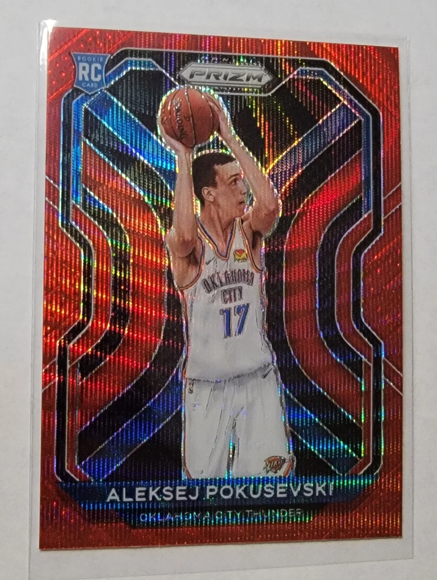 2020-21 Panini Prizm Alexsej Pokusevski Rookie Red Hyper Refractor Oklahoma City Thunder Basketball Card AVM1