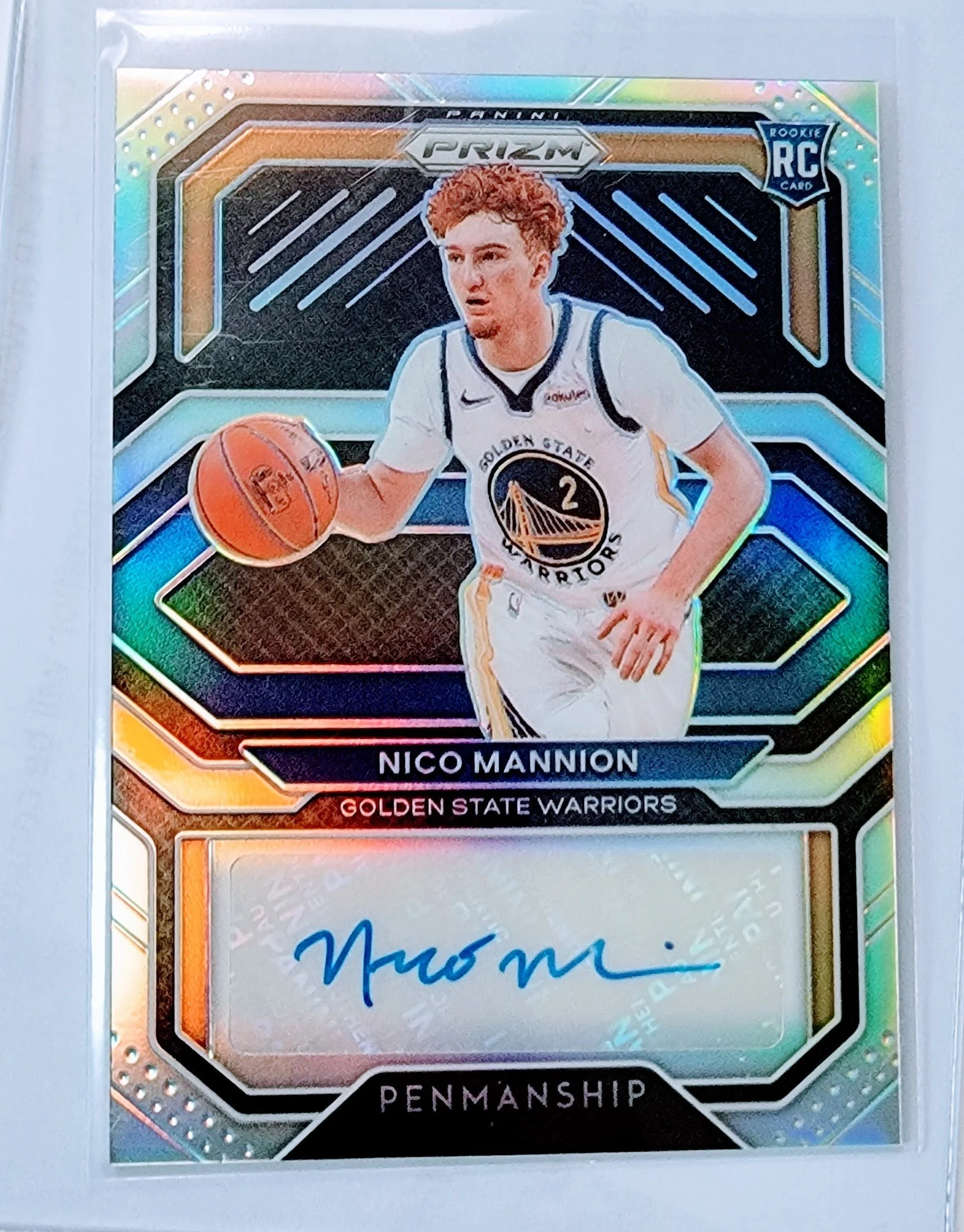 2020-21 Panini Prizm Nico Mannion Penmanship Autographed Rookie Refractor Basketball Trading Card GRB1