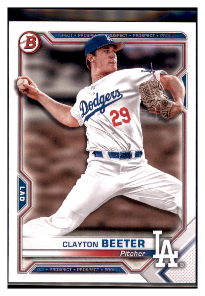 2020 Bowman Draft Clayton Beeter Los Angeles Dodgers Baseball Card LSLB1