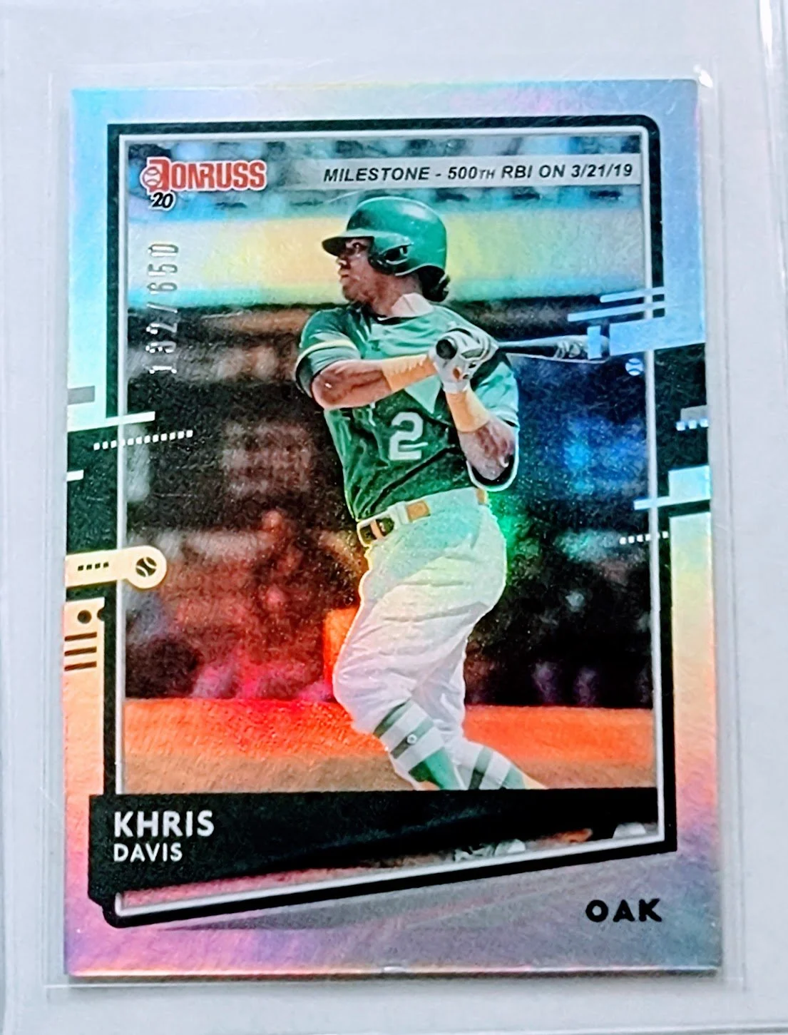 2020 Donruss Kris Davis #'d/650 Refractor Baseball Card TPTV