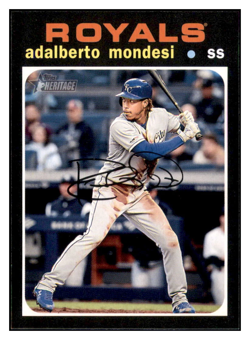 2020 Topps Heritage Adalberto Mondesi Kansas City Royals Baseball Card TMH1A