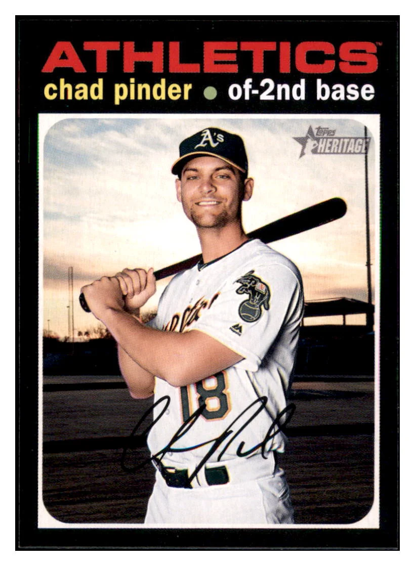 2020 Topps Heritage Chad Pinder Oakland Athletics Baseball Card TMH1A