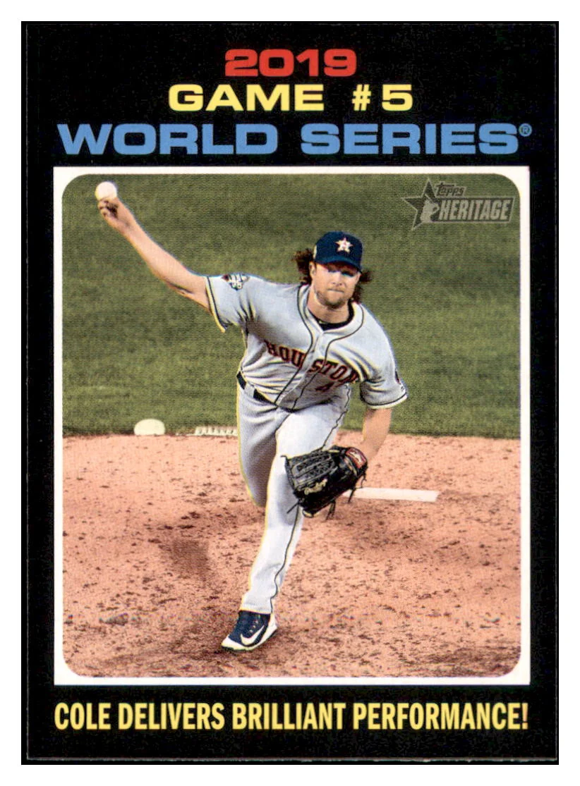 2020 Topps Heritage Cole Delivers Brilliant Performance! WS Houston Astros Baseball Card TMH1A