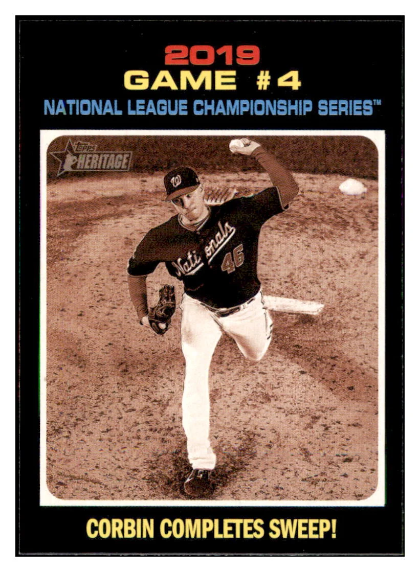 2020 Topps Heritage Corbin Completes Sweep! NLCS Washington Nationals Baseball Card TMH1A