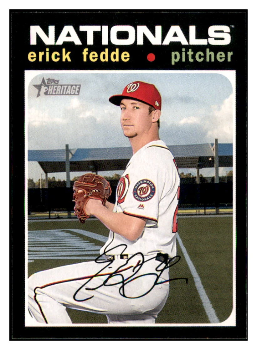 2020 Topps Heritage Erick Fedde Washington Nationals Baseball Card TMH1A
