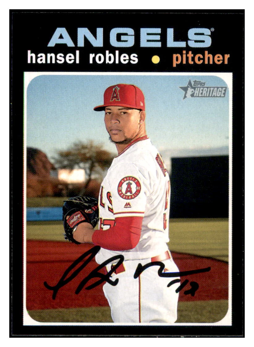 2020 Topps Heritage Hansel Robles Los Angeles Angels Baseball Card TMH1A