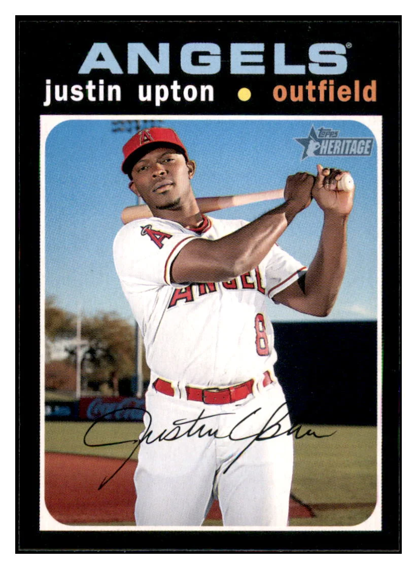 2020 Topps Heritage Justin Upton Los Angeles Angels Baseball Card TMH1A