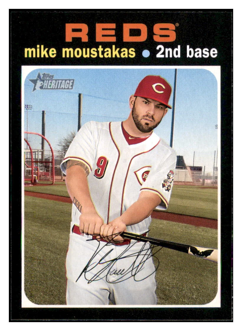 2020 Topps Heritage Mike Moustakas Cincinnati Reds Baseball Card TMH1A
