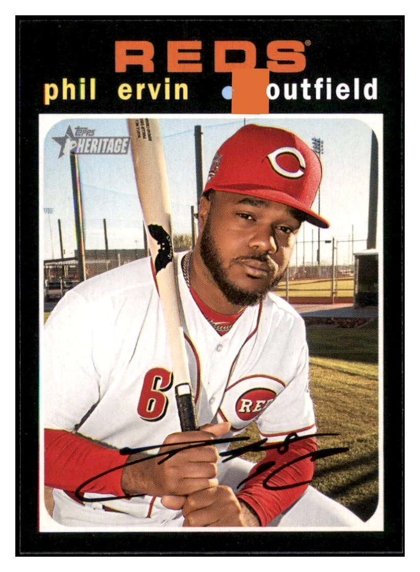 2020 Topps Heritage Phil Ervin Cincinnati Reds Baseball Card TMH1A