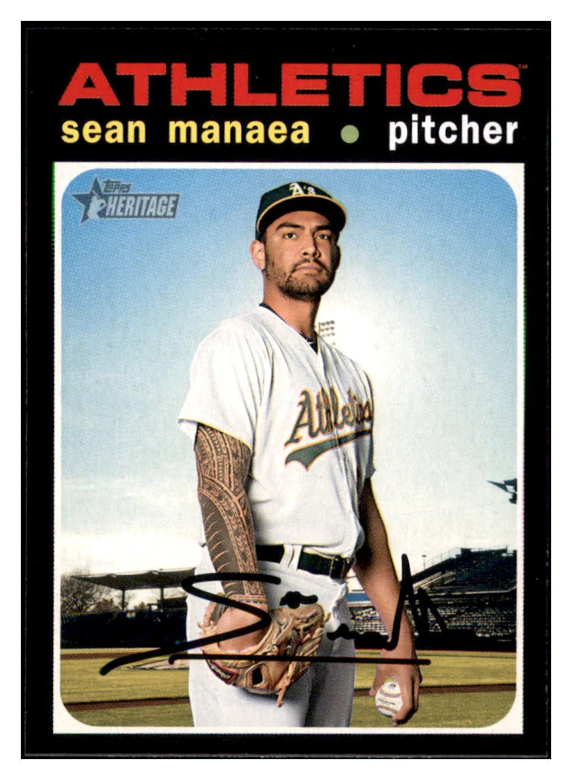 2020 Topps Heritage Sean Manaea Oakland Athletics Baseball Card TMH1A