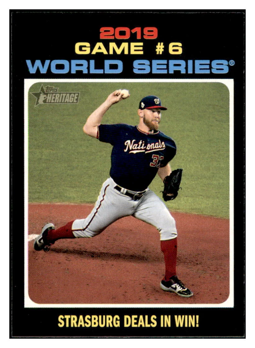 2020 Topps Heritage Strasburg Deals In Win! WS Washington Nationals Baseball Card TMH1A