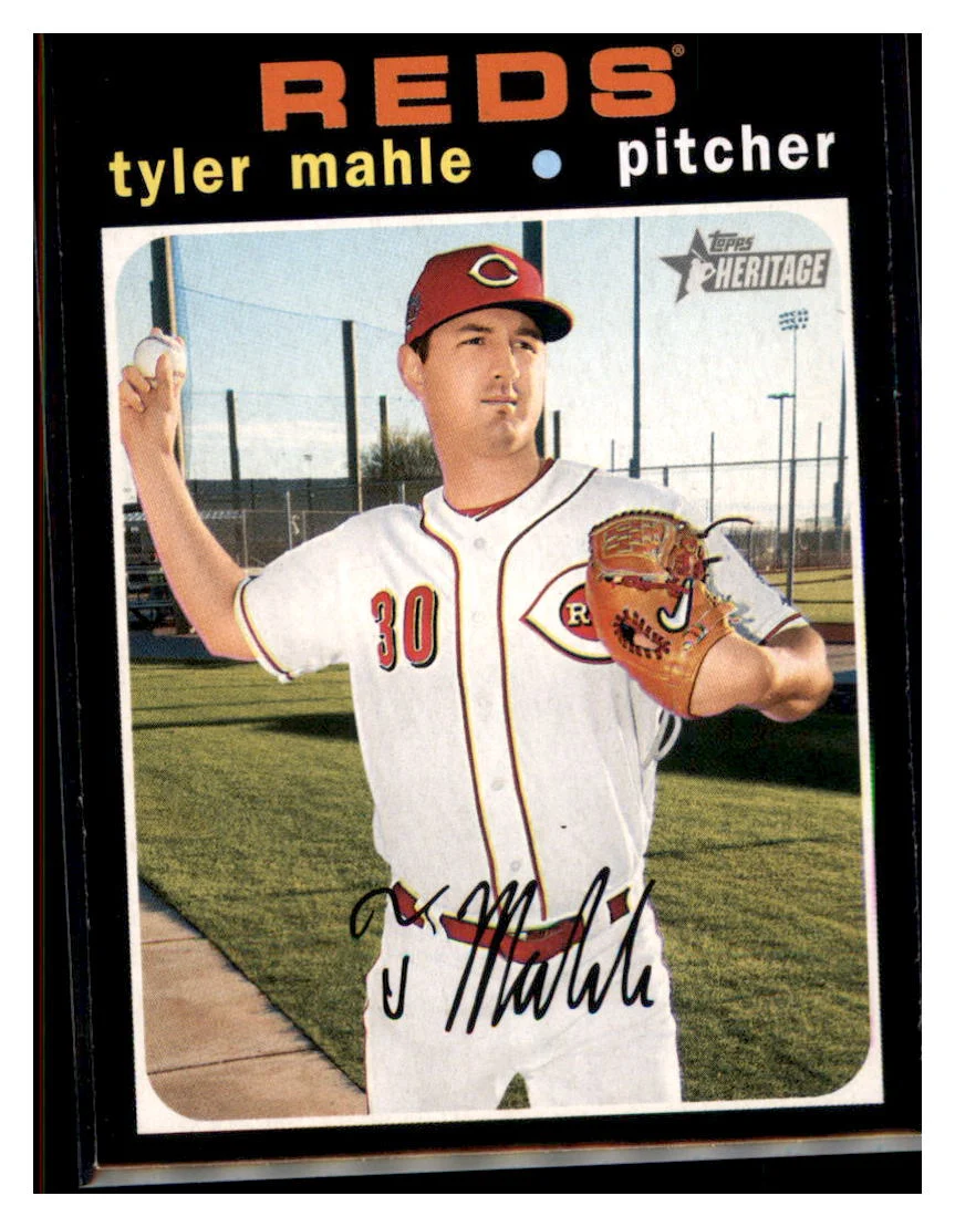 2020 Topps Heritage Tyler Mahle Cincinnati Reds Baseball Card NMBU1