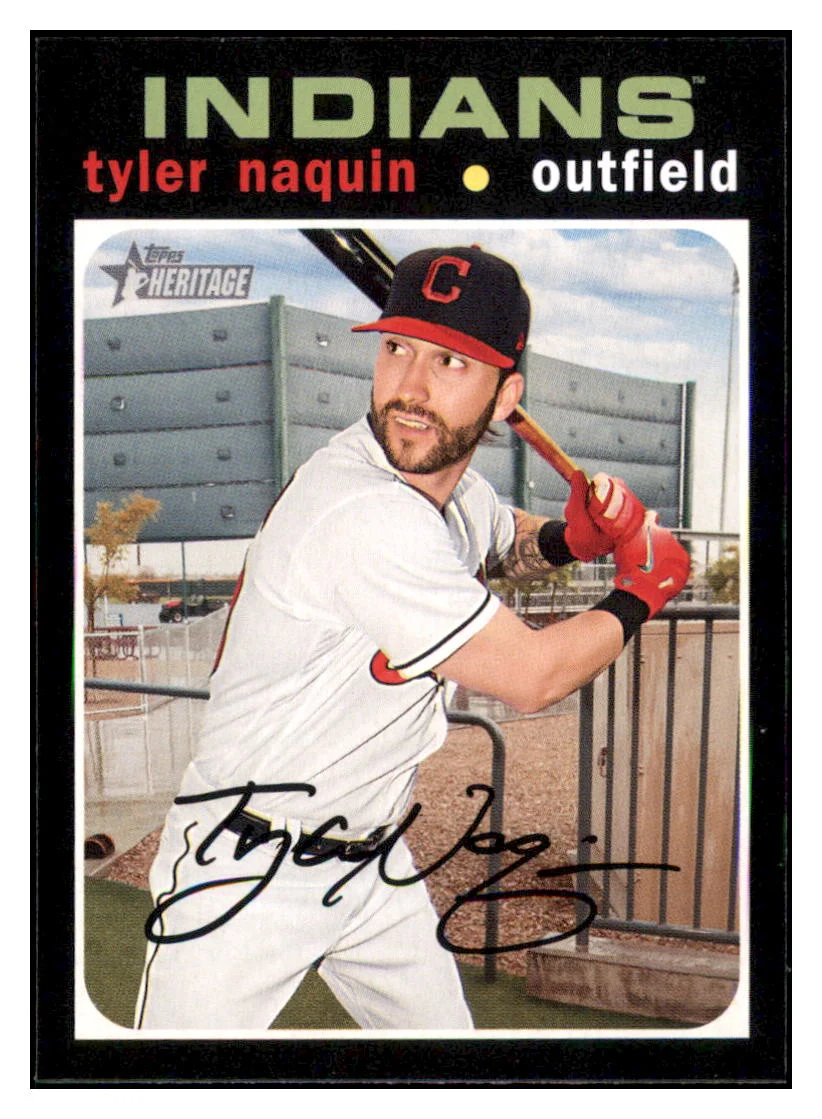 2020 Topps Heritage Tyler Naquin Cleveland Indians Baseball Card TMH1A
