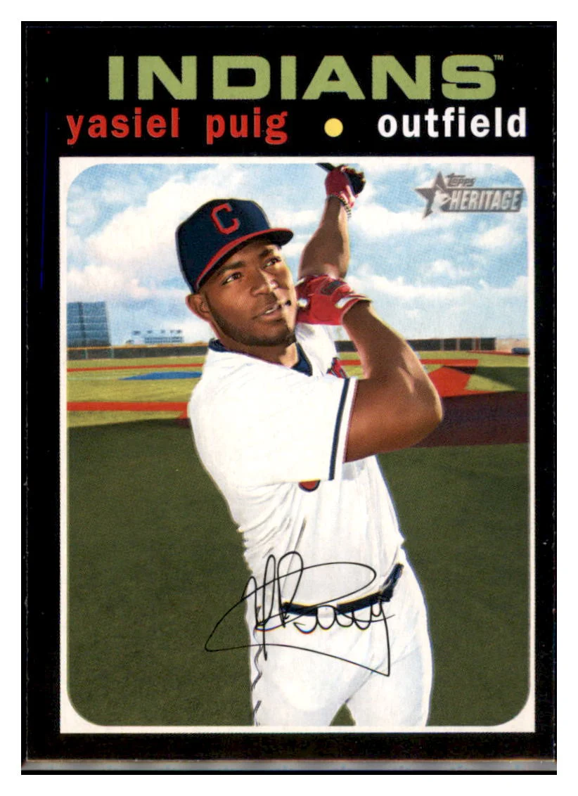 2020 Topps Heritage Yasiel Puig Cleveland Indians Baseball Card NMBU1