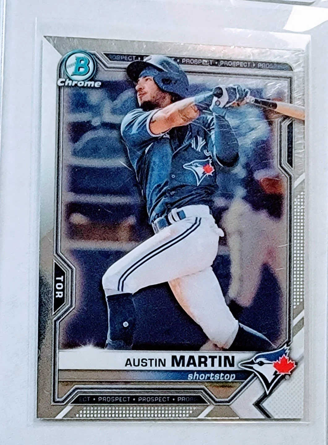 2021 Bowman Chrome Austin Martin Prospect Blue Jersey Toronto Blue Jays Baseball Card AVM1