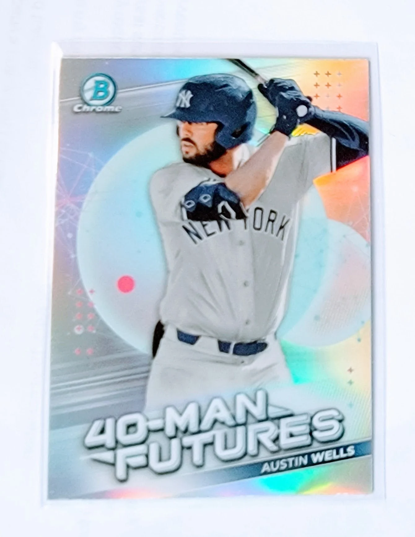 2021 Bowman Chrome Austin Wells 40 Man Futures Refractor Baseball Trading Card SMCB1