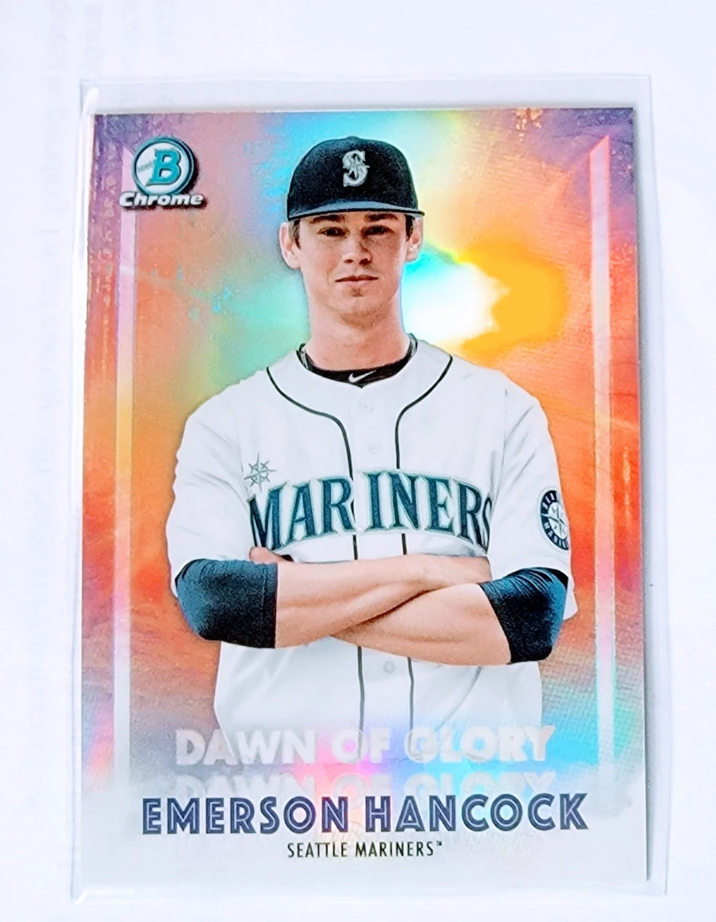 2021 Bowman Chrome Emerson Hancock Dawn of Glory Refractor Baseball Trading Card SMCB1