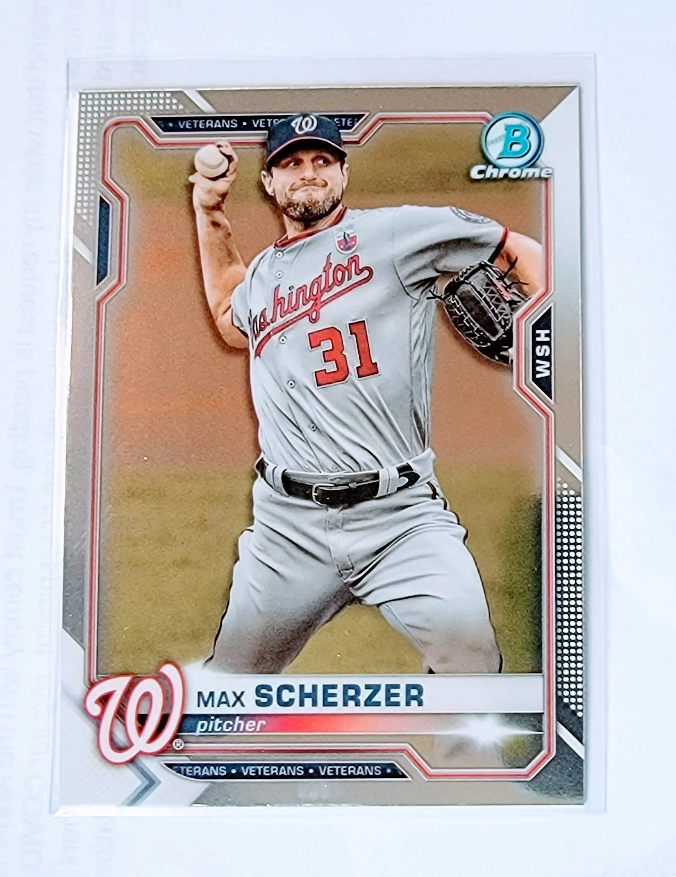 2021 Bowman Chrome Max Scherzer Veterans Baseball Trading Card SMCB1