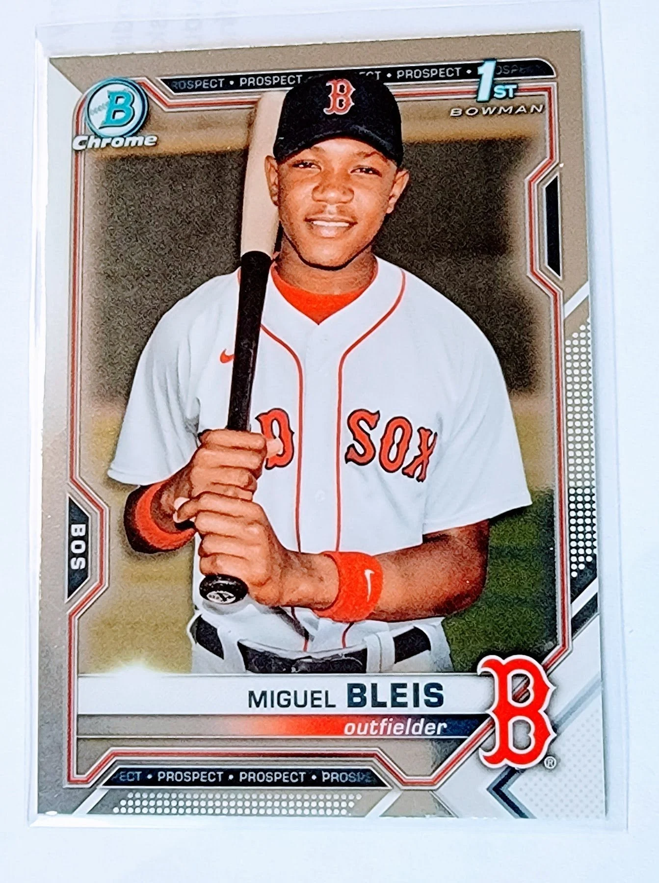 2021 Bowman Chrome Miguel Bleis 1st on Bowman Prospect Baseball Card SMCB1