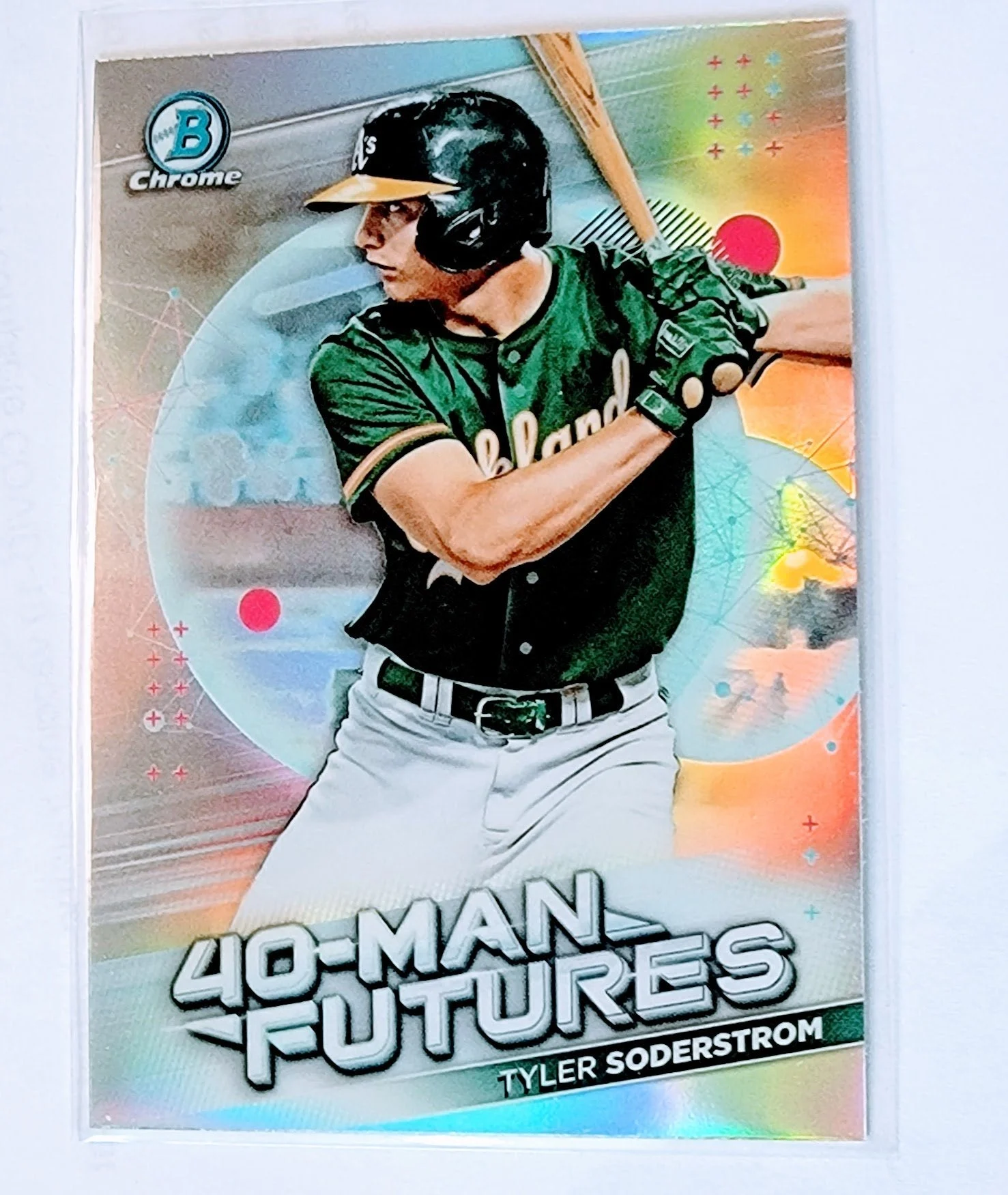 2021 Bowman Chrome Tyler Soderstrom 40 Man Futures Refractor Prospect Baseball Card SMCB1